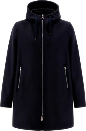 Herno Wollen Scuba Parka met Capuchon - Heren - Parka Jassen - Blauw - 4XL - Wol - Jassen