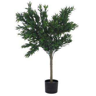 Hhg [nunca Usado] Olivo Artificial Hhg-052, Planta Decorativa, &Aacute;rbol Artificial, Para Exterior, De Polietileno, 130 X 99 X 50 Cm