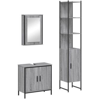 vidaXL Set de muebles de baño 3 pzas madera contrachapada gris sonoma vidaXL