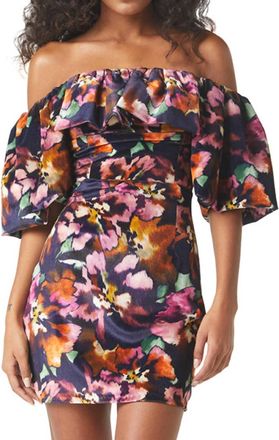 Misa Anetta Off The Shoulder Mini Dress In Libra Fleur Velvet