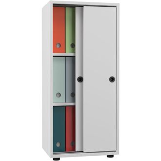 ebuy24 Armario De Oficina Vcm Con 3 Compartimentos Armario De Archivo Moderno Con Puertas Correderas Dimensiones Aprox. Al. 109 X An. 49 X T. 38 Cm - Ulas 3 