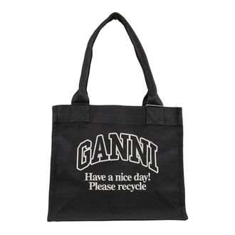 Ganni Shopping Bags, female, Black, ONE SIZE, Denim Tote Bag