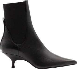 Gia Borghini Tara Enkellaarsjes - Dames - Laarzen met Hak - Zwart - 38 1/2 EU - Leer - Schoenen