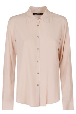 Seventy Powder Pink Classic Collar Extended Back Hem Silk Shirt