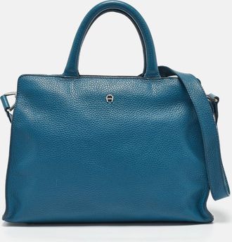 Aigner Blue Leather Cybill Tote
