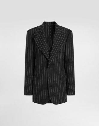 Dolce & Gabbana Sicilia Single-breasted Pinstripe Jacket In Wool And Linen - Woman Blazers Multicolor 36