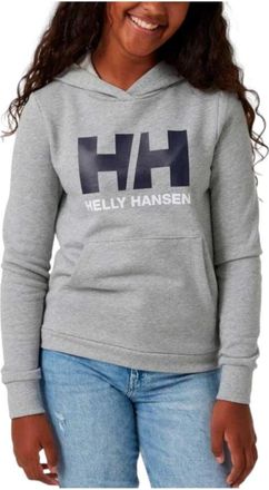 Helly Hansen Kids Sweatshirts, male, Gray, 8 Y, Grey Logo Hoodie for Kids