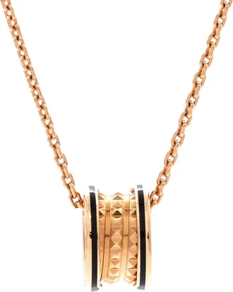 Bulgari B. Zero 1 Rock Round Pendant Necklace 18K Rose Gold with Ceramic Small