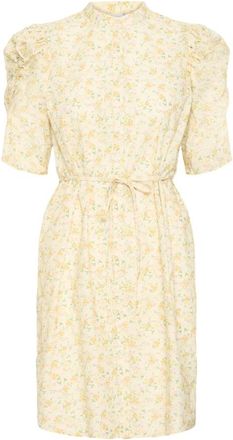 Ichi Gele Bloemen Buff DR - Dames - Korte kleedjes - Geel - XS - Kleedjes