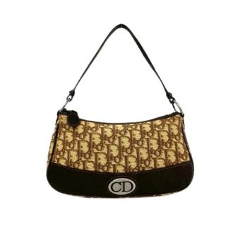 Dior Pre-owned Trotter Canvas Leather Handbag - Dames - Pre-owned - Bruin - Maat: ONE Size Leer