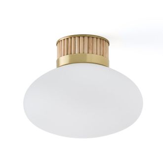 La Redoute Interieurs Plafondlamp of wandlamp, in messing, bamboe en opaline glas, DOLCE