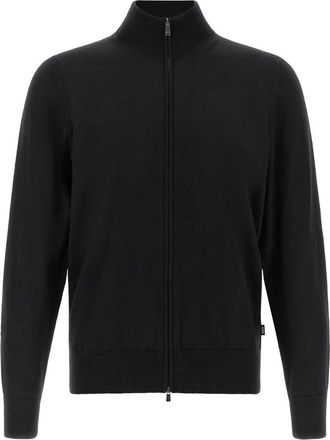 HUGO BOSS Balonso Cardigan - Heren - Vesten - Zwart - M - Wol - Truien & Vesten