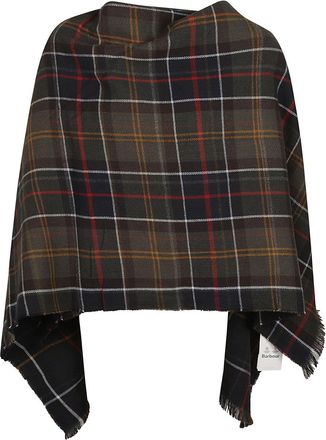 Barbour Montieth Check-pattern Frayed Edge Poncho