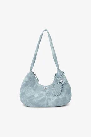 Ganni Blue Bleached Medium Hobo Bag