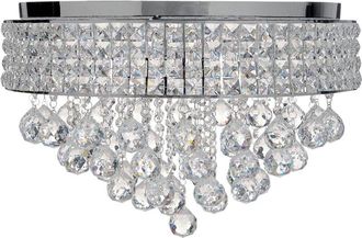 Beliani Lampadario a sospensione in ferro con cristalli finitura cromo illuminazione soggiorno argento Cedeira