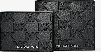 Michael Kors Hudson Logo Embossed Leather Billfold Wallet and Passcase