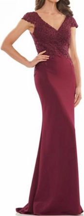 Colors Dress Fit And Flare Faille Gown In Wine