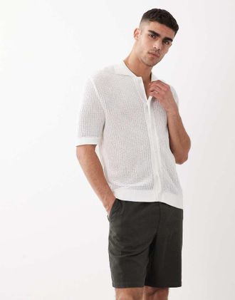 Selected Pantaloncini marroni in misto lino-Marrone