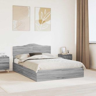 vidaXL vidaXL Letto con Contenitore con testiera Grigio Sonoma 140 x 200 cm