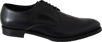 Dolce & Gabbana Elegante Leren Derby Geklede Schoenen - Heren - Nette schoenen - Zwart - 39 EU - Leer - Schoenen