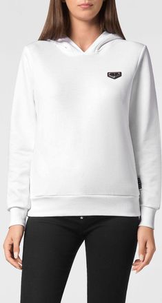 Philipp Plein Felpa con cappuccio in jersey con logo a contrasto