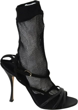 Dolce & Gabbana Hoge hak sandalen met gekruiste bandjes - Dames - Sandalen met hakken - Zwart - 39 1/2 EU - Leer - Schoenen