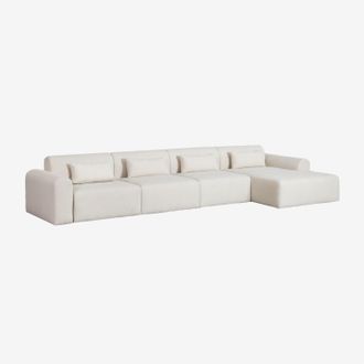 Sklum Sof&aacute; Modular Chaise Longue Derecho De 4 Piezas En Borreguito Borjan Sklum