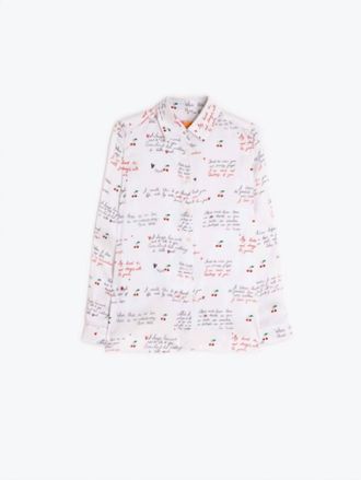 Vilagallo Womens Button Up Shirt With Love Words In Ivory