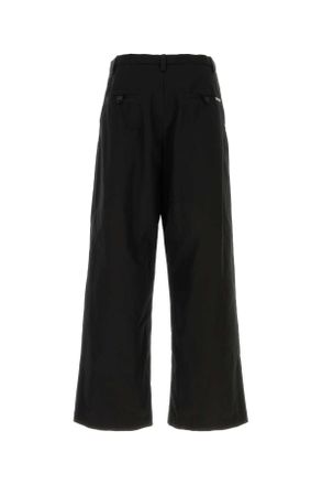Balenciaga Mens Black Cotton Wide-Leg Pant Exterior: Pantaloni Trousers