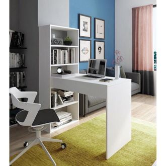 Dmora Escritorio Cartura, Modular, 3 Estantes, 4 Compartimentos, 120x53x141h Cm Blanco