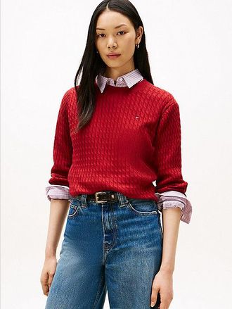 Tommy Hilfiger Fine Cable Knit Crew Neck Jumper