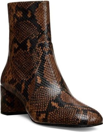 Stuart Weitzman Maeve Snakeskin Embossed Bootie in Espresso at Nordstrom, Size 8.5