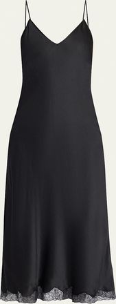 The Row Kolara Lace Hem Silk Midi Dress