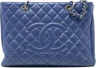 Chanel Pre-owned Womens Caviar Grand Shopping Tote - Medium Blue Leather - One Size