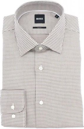 HUGO BOSS H-Hank Shirt - Heren - Zakelijke Overhemden - Beige - XL - Katoen - Overhemden