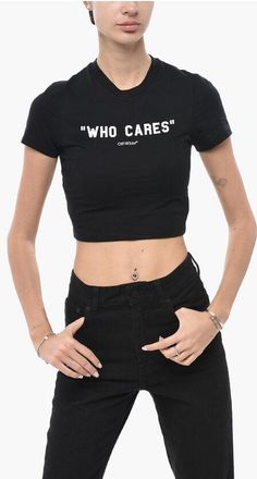 Off-white T-Shirt 90S Fit WHO CARES with Embossed Print size Xs