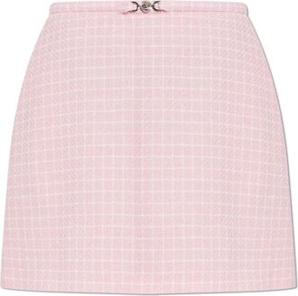 Versace Wool Cr&ecirc;pe Tweed A-Line Minirok - Dames - Korte rokken - Roze - S - Tweed - Rokken