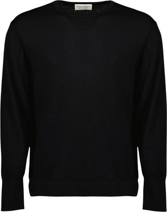 Officine G&eacute;n&eacute;rale Crew Neck Sweater Italian Merino Wool - Heren - Ronde hals truien - Zwart - S - Wol - Truien & Vesten