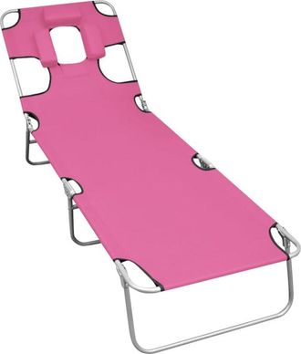 vidaXL Vidaxl - Tumbona plegable con cojín para la cabeza acero rosa magenta
