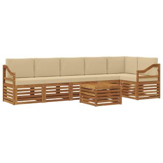 vidaXL Conjunto De Sof&aacute; Seccional Con Coj&iacute;n 7 Pcs Natural Y Beige Vidaxl