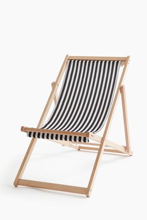 H&M Liegestuhl aus Holz - Dunkelgrau/Gestreift