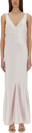 Sportmax Long Dress With Deep V-Neckline And Flared Hem