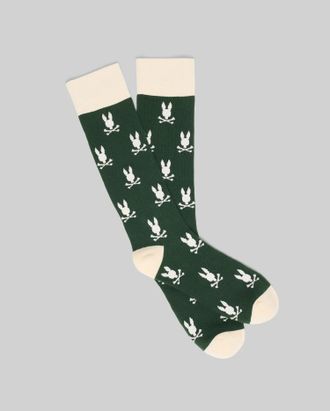 Psycho Bunny Mens All Over Bunny Dress Sock 304 GARDEN TOPIARY / O/S