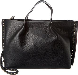 Valentino Rockstud Grainy Leather Tote