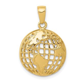 Diamond2Deal 14k Yellow Gold Polished Cut-out Globe Pendant