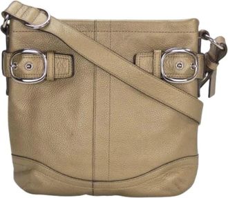 Coach Pre-owned Cross Body Bags, female, Yellow, Size: ONE SIZE Pre-owned Leather Shoulder Bag