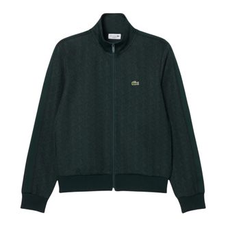 Lacoste Monogram Jacquard Track Jacket - Heren - Vesten met rits - Groen - S - Katoen - Hoodies & sweatvesten