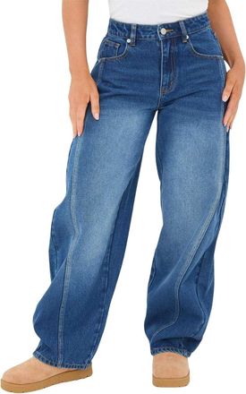 I Saw It First Dames Barrel Jeans (Mid Blauw)