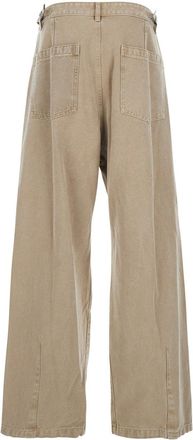 Wooyoungmi Mens Beige Pants With Belt Loops Cotton Trousers