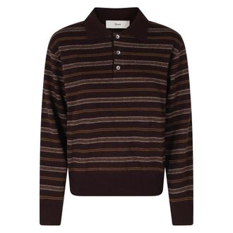 Dunst Geknoopt Gestreept Sweater - Dames - Polos - Bruin - XS - Wol - Tops
